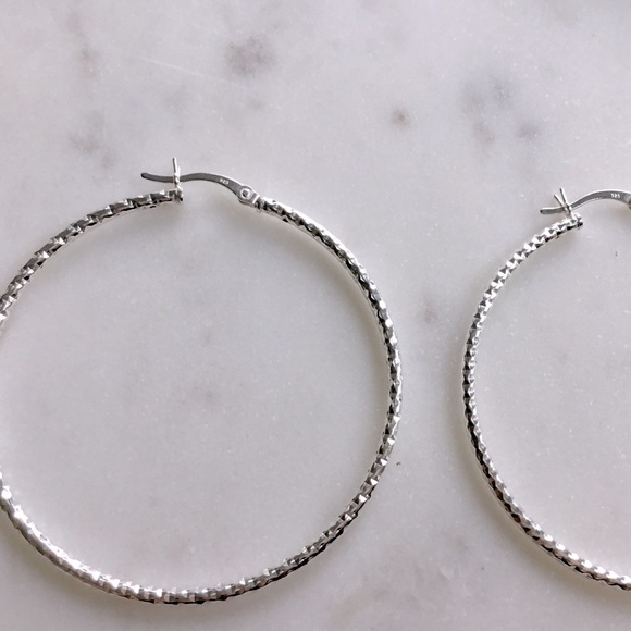 Sterling 50mm Twisted Tube Hoop Earrings - Picture 12 of 13